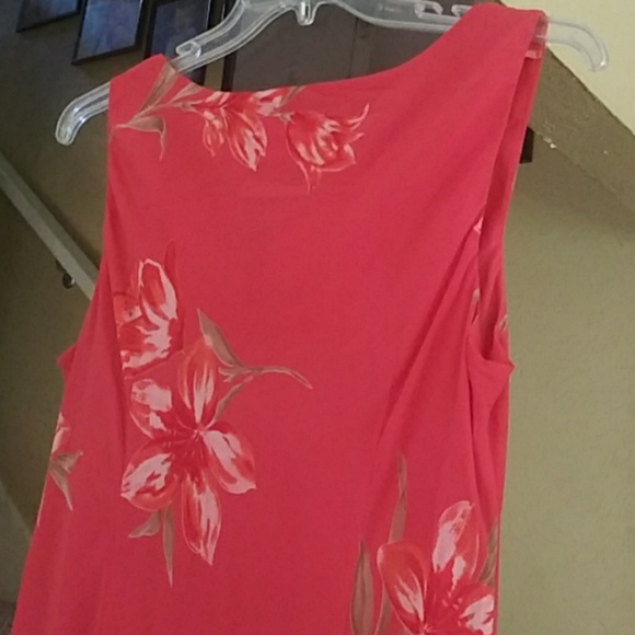 Studio I Salmon/Orange Floral Sun Dress Sz 16 - Picture 5 of 5